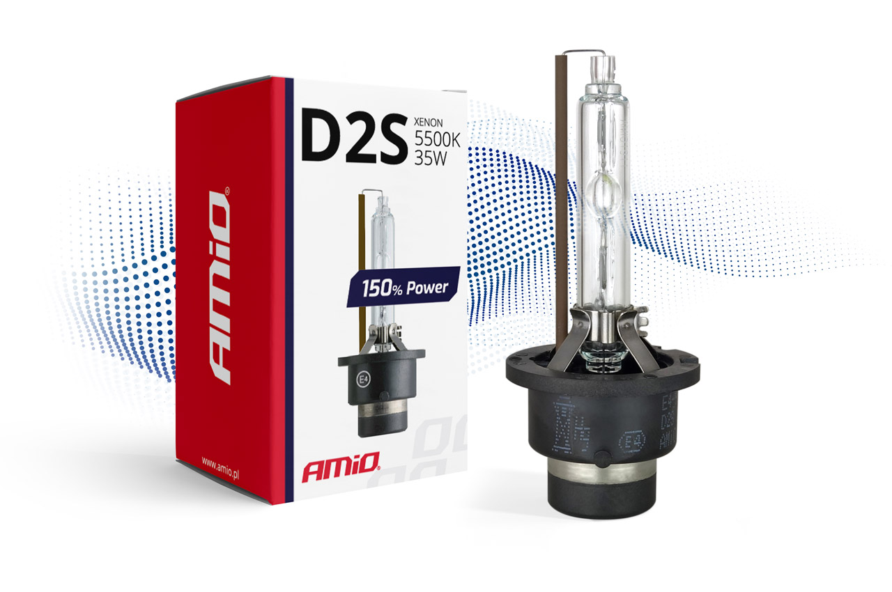 Amio - Λάμπα Xenon D2S 5500K 35W 12V 150% Power για αντικατάσταση εργοστασιακών και aftermarket xenon με έως 50% περισσότερο φως και καθαρή δέσμη - 1 Τεμ. (01973/AM)