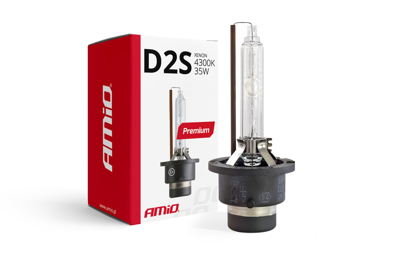 Amio - Λάμπα Xenon D2S 4300K 35W 12V Premium για αντικατάσταση εργοστασιακών και aftermarket xenon με φυσικό φωτισμό και σταθερή απόδοση χωρίς τροποποιήσεις - 1 Τεμ. (01975/AM)