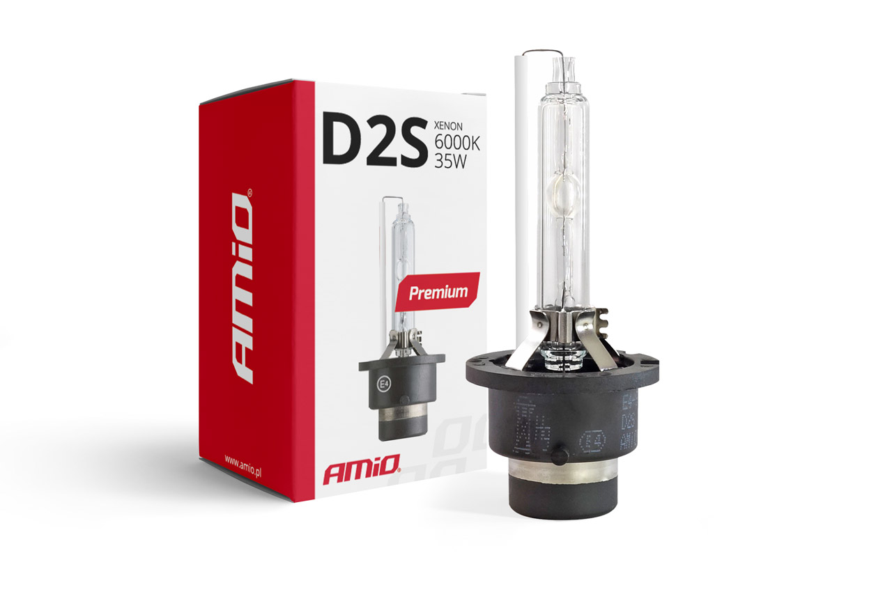 Amio - Λάμπα Xenon D2S 6000K 35W 12V Premium για αντικατάσταση εργοστασιακών και aftermarket xenon με καθαρό λευκό φωτισμό και σταθερή απόδοση χωρίς τροποποιήσεις - 1 Τεμ. (01976/AM)