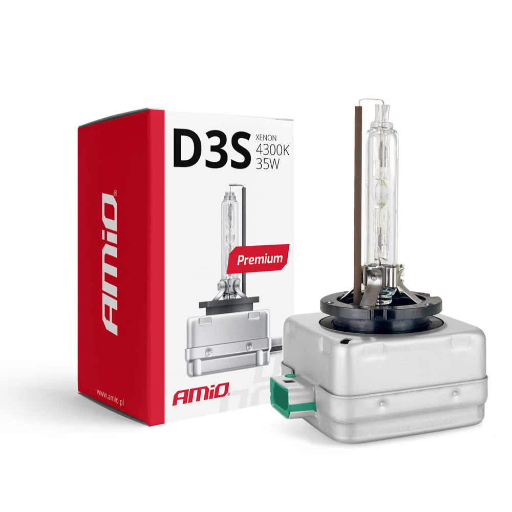 Amio - Λάμπα Xenon D3S 4300K 35W 12V Premium για αντικατάσταση εργοστασιακών και aftermarket xenon με φυσικό φωτισμό και σταθερή απόδοση με ενσωματωμένο igniter - 1 Τεμ. (01978/AM)