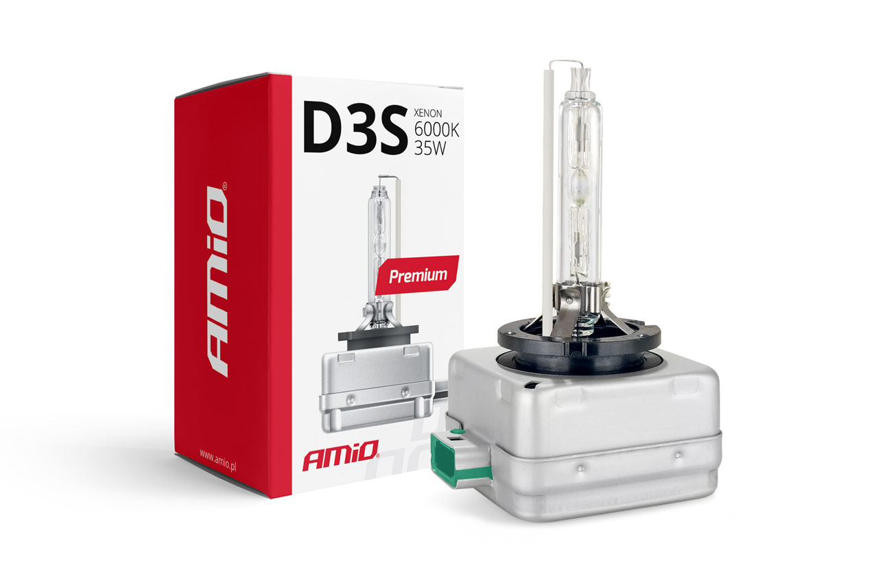 Amio - Λάμπα Xenon D3S 6000K 35W 12V Premium για αντικατάσταση εργοστασιακών και aftermarket xenon με καθαρό λευκό φωτισμό και σταθερή απόδοση με ενσωματωμένο igniter - 1 Τεμ. (01979/AM)