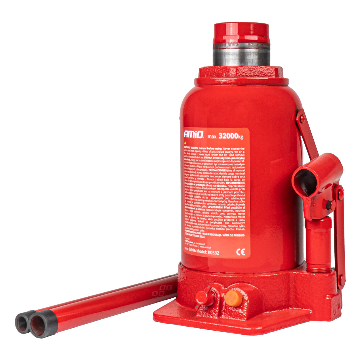 Amio - Γρύλος Υδραυλικός Αντοχή 32000kg Ανύψωση 235-440mm για βαρέα οχήματα με σταθερή ανύψωση και ασφαλή χρήση με βαλβίδα προστασίας υπερφόρτωσης - 1 Τεμ. (02016/AM)