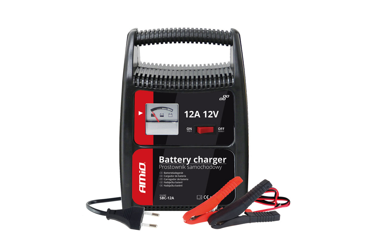 Amio - Φορτιστής Μπαταρίας 12V 12A για γρήγορη φόρτιση μπαταριών 32-90Ah με προστατευμένους ακροδέκτες και σταθερή απόδοση για αξιόπιστη χρήση σε απαιτητικές εφαρμογές - 1 Τεμ. (02089/AM)