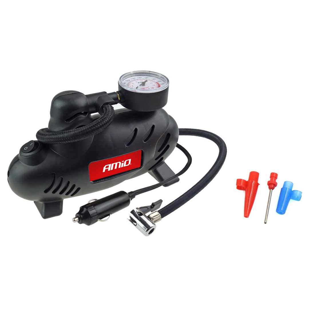 AMiO – Κομπρεσέρ αέρα ελαστικών αυτοκινήτου 12V 250psi 17bar 9l/min, φουσκώστε τα λάστιχά σας με απόλυτη ταχύτητα και σιγουριά σε κάθε απρόοπτο – 1 Τεμ. (02181/AM)