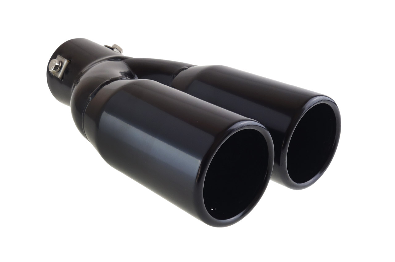 AMiO – Άκρο εξάτμισης διπλή απόληξη μαύρο MT-004B 130x215mm Φ35-50mm, μεταμορφώστε την πίσω όψη του αυτοκινήτου σας με επιθετικό στυλ και κορυφαία αισθητική – 1 Τεμ. (02194/AM)