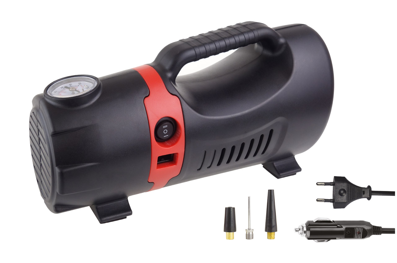 Amio - ΚΟΜΠΡΕΣΕΡ ΑΕΡΑ ΕΛΑΣΤΙΚΩΝ 230/12V 150psi 10bar ΜΕ ΦΙΣ ΑΝΑΠΤΗΡΑ & LED ΦΑΚΟ & ΚΑΛΩΔΙΟ - 1 τεμ. (02383/AM)