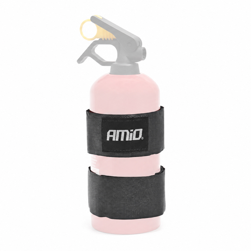 AMiO - Ιμάντες με Διάσταση 59 x 5 cm και Velcro Αυτοκόλλητα με Διάσταση 10 x 5 cm σε Μαύρο Χρώμα για Στήριξη Πυροσβεστήρα - 2 Τεμ. (02498/AM)