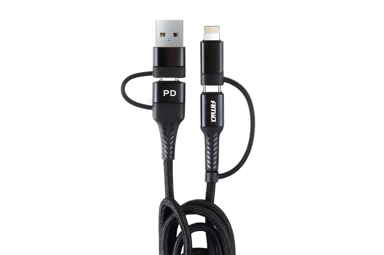 Amio - ΚΑΛΩΔΙΟ ΦΟΡΤΙΣΗΣ ΚΑΙ ΣΥΓΧΡΟΝΙΣΜΟΥ USB C/USB C iOs/USB A 100cm FullLINK UC-15 - 1 τεμ. (02547/AM)