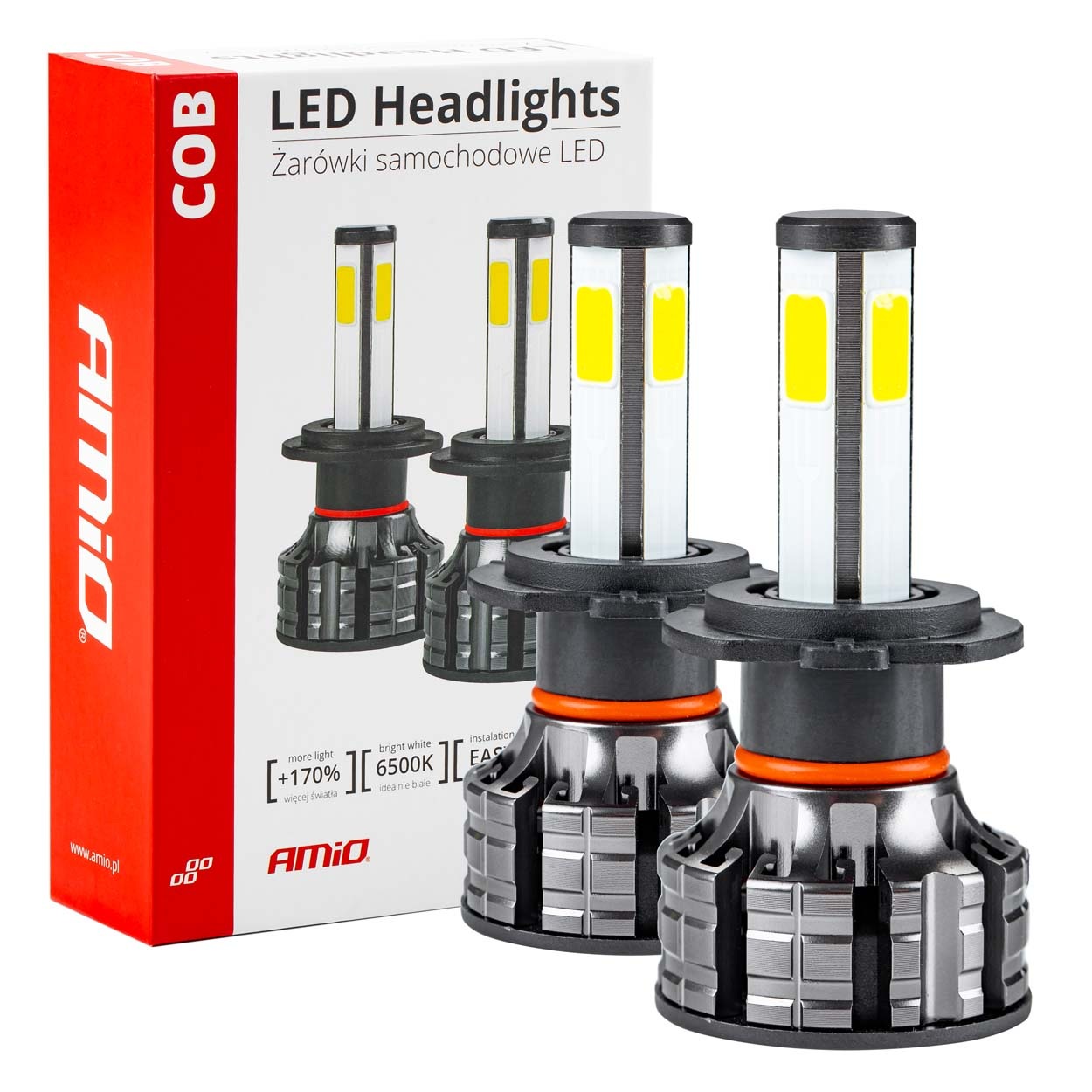 Amio - Λάμπες Led Η7 12V/24V 44W 6.500K 3.800lm COB - 2 τεμ. (02844/AM)