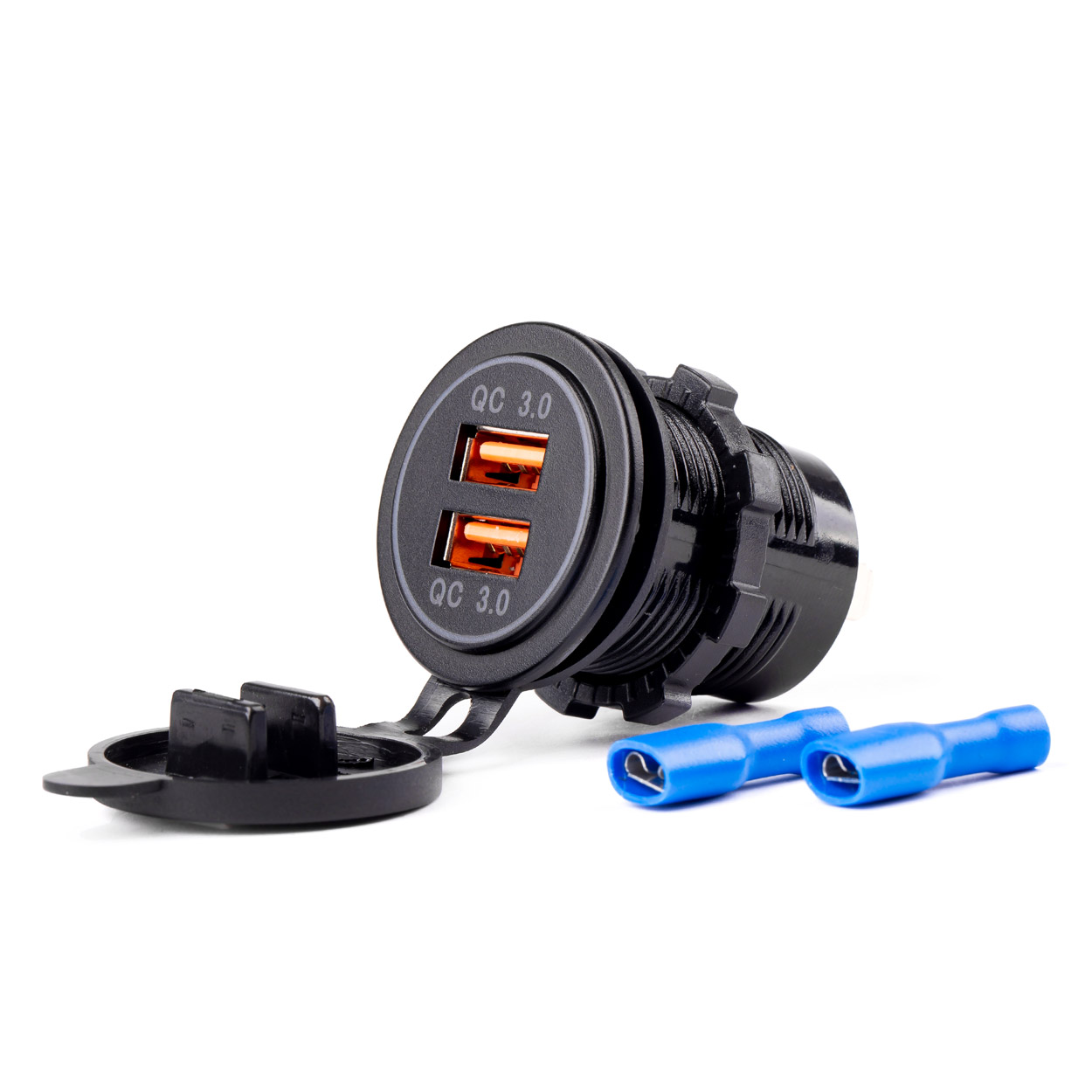 ΠΡΙΖΑ ΦΟΡΤΙΣΗΣ ΜΕ 2 ΘΥΡΕΣ USB 1224V 30A Φ37mmX51mm QUICK CHARGE 1224V MOD-05