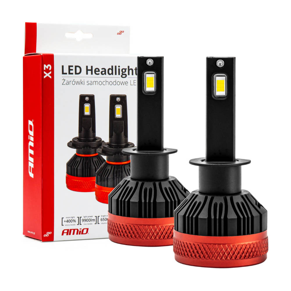 Amio - ΛΑΜΠΕΣ LED H1 9-16V 92W 6.500K 9900lm CANBUS ΜΕ ΑΝΕΜΙΣΤΗΡΑΚΙ X3 SERIES - 2ΤΕΜ. (02977/AM)