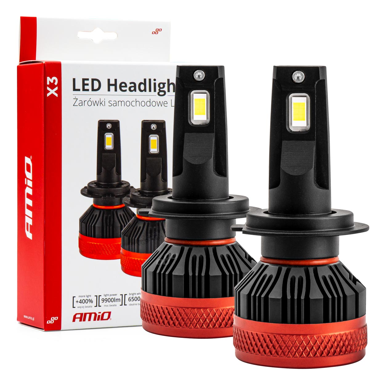 Amio - ΛΑΜΠΕΣ LED H7 9-16V 90W 6.500K 9900lm CAN BUS (ME ΑΝΕΜΙΣΤΗΡΑΚΙ) X3 SERIES - 2ΤΕΜ. (02980/AM)