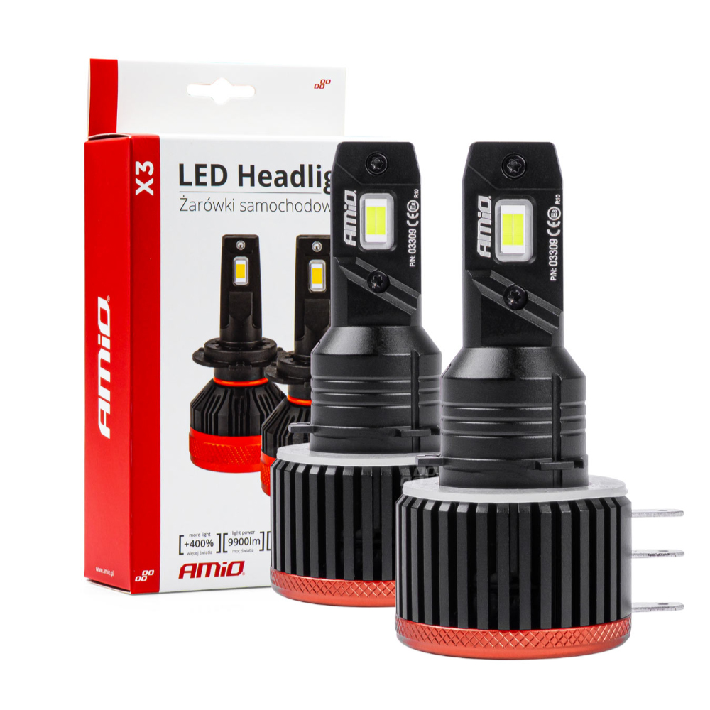 Amio - ΛΑΜΠΕΣ LED H15 9-16V 90W 6.500K 9900lm CANBUS ΜΕ ΑΝΕΜΙΣΤΗΡΑΚΙ X3 SERIES - 2ΤΕΜ. (03309/AM)