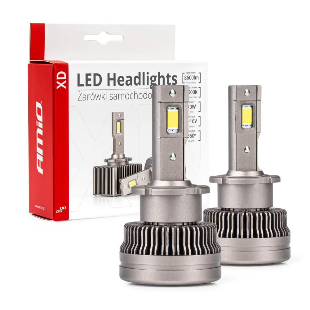 Amio - ΛΑΜΠΕΣ LED ΜΕ ΨΥΚΤΡΑ D2S/D2R 9-16V 70W 6.500K 8600lm XD SERIES - 2 ΤΕΜ. (03311/AM)