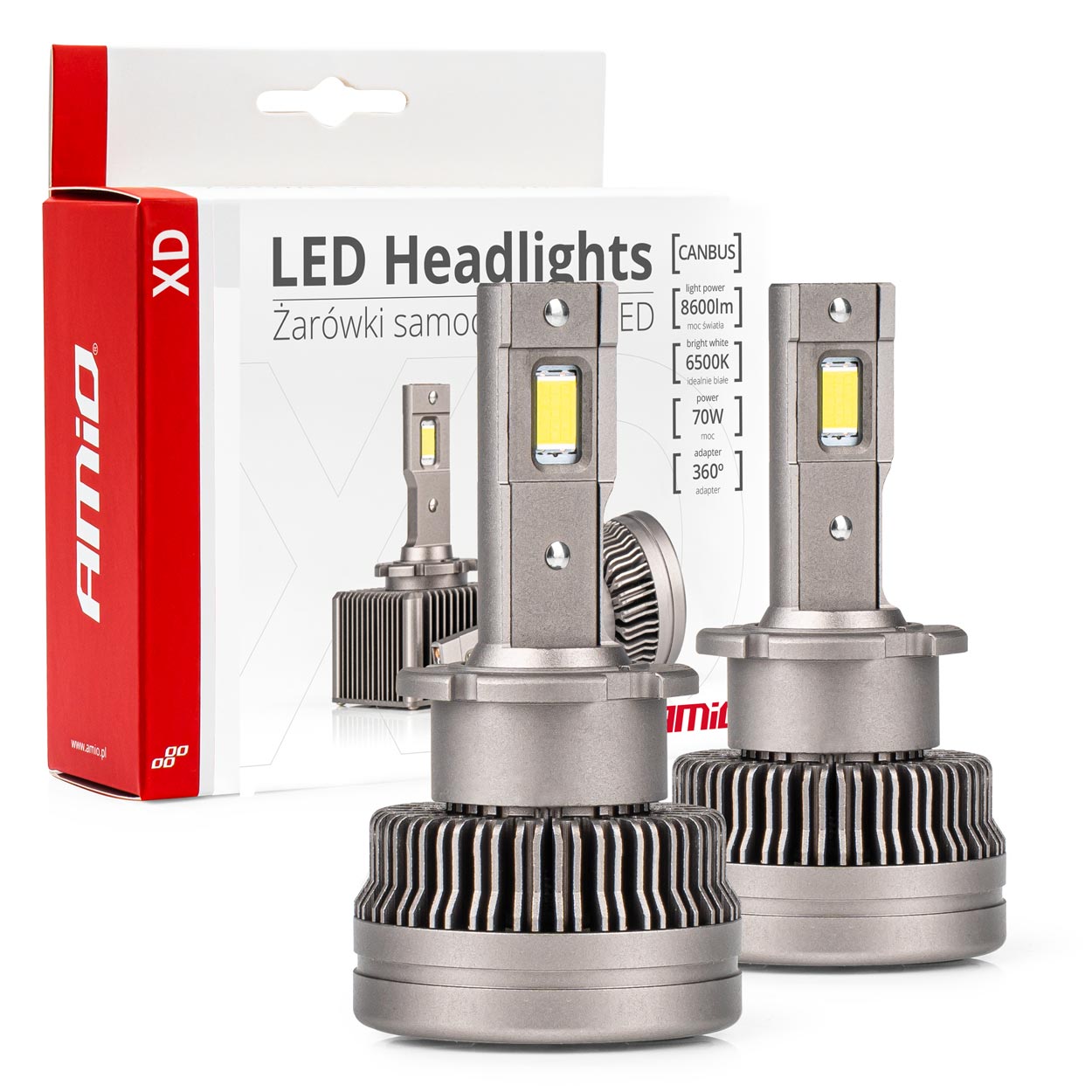 Amio - ΛΑΜΠΕΣ LED D4S/D4R 9>16V 70W 6.500K 8600lm (ΜΕ ΨΥΚΤΡΑ) XD SERIES - 2 ΤΕΜ. (03313/AM)