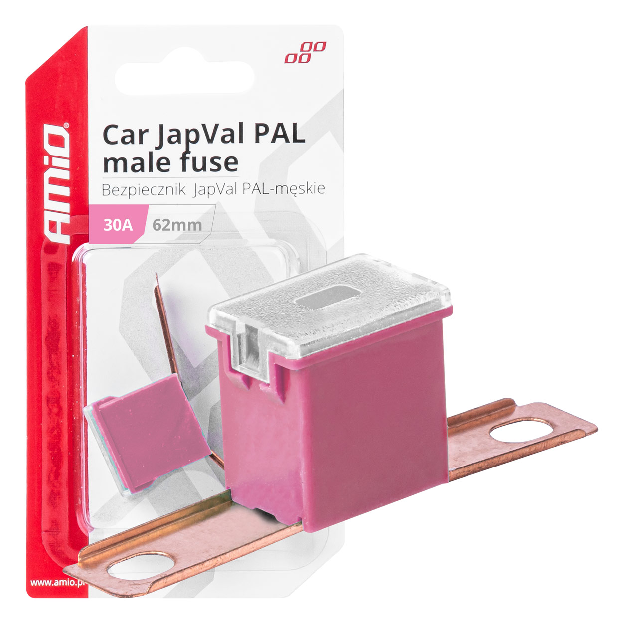 Amio - ΑΣΦΑΛΕΙΑ JapVal PAL ΑΡΣΕΝΙΚΗ 62mm 30A ΣΕ ΡΟΖ ΧΡΩΜΑ - 1 Τεμ. (03427/AM)