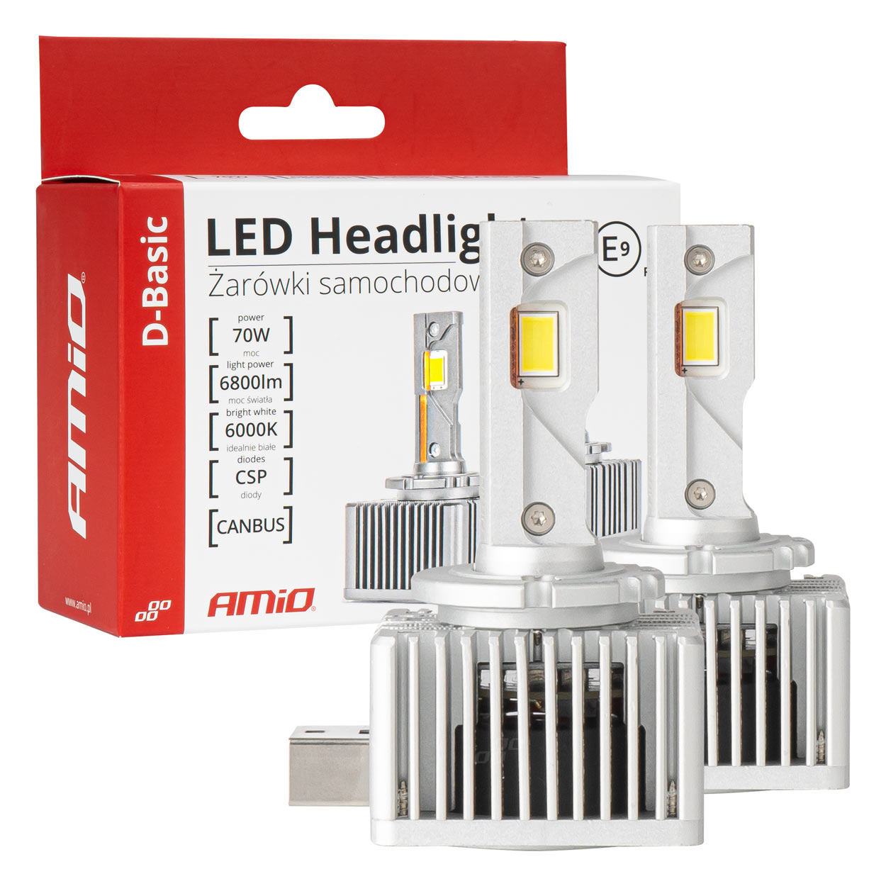 Amio - ΛΑΜΠΕΣ LED D3S/D8R 12V 6.000K 6800lm CAN-BUS D-BASIC SERIES - 2 Τεμ. (03628/AM)