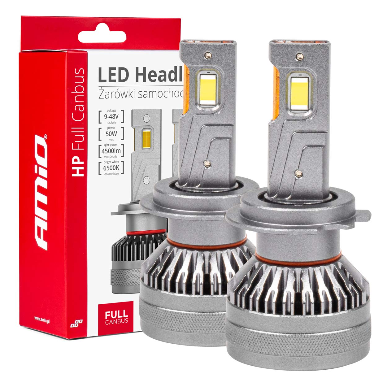 Amio - ΛΑΜΠΕΣ H7 9>48V 6.500K 4.500lm 50W HP SERIES LED CAN-BUS (ΜΕ ΨΥΚΤΡΑ - 2 Τεμ. (03674/AM)