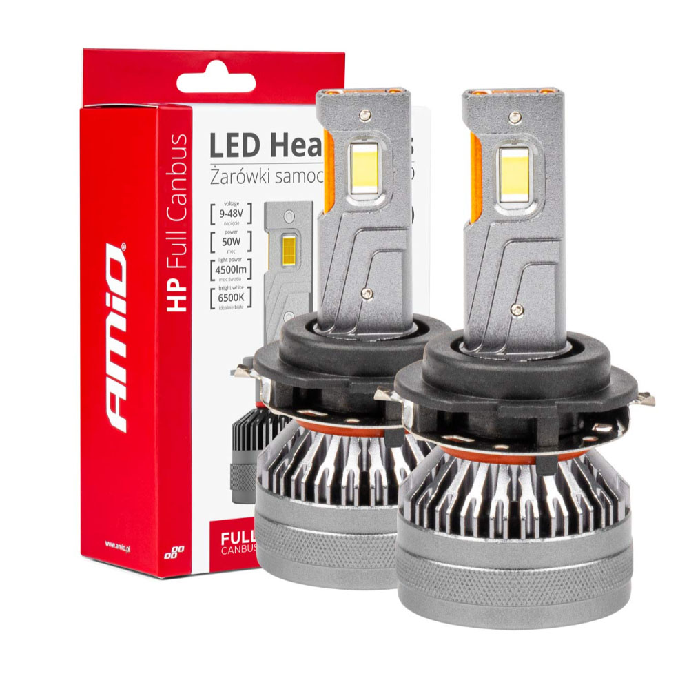 Amio - ΛΑΜΠΕΣ H7-6 9>48V 6.500K 4.500lm 50W HP SERIES LED CAN-BUS ΜΕ ΨΥΚΤΡΑ - 2 Τεμ. (03676/AM)