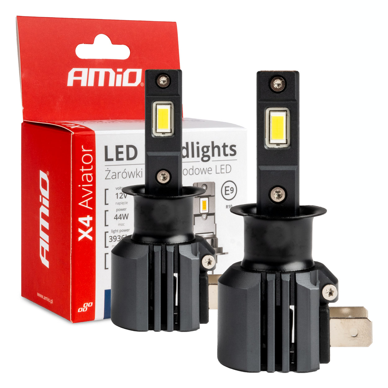 Amio - ΛΑΜΠΕΣ LED H3 12V 44W 6.500K 3.936lm CSP X4 SERIES AVIATOR PLUG & PLAY - 2 ΤΕΜ. (03762/AM)
