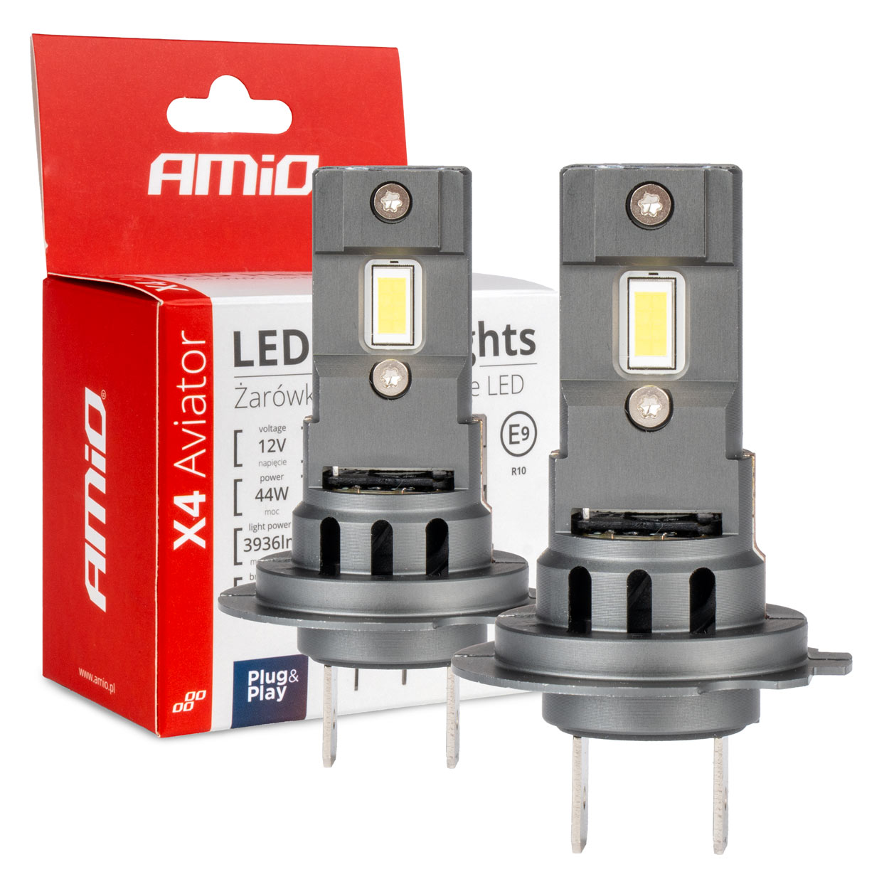 Amio - ΛΑΜΠΕΣ LED H7 12V 44W 6.500K 3.936lm CSP X4 SERIES AVIATOR PLUG & PLAY - 2 ΤΕΜ. (03764/AM)