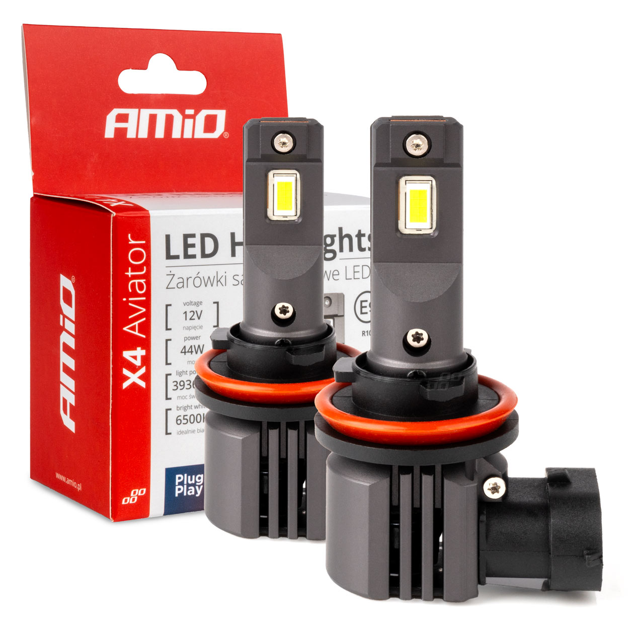 Amio - ΛΑΜΠΕΣ LED H8/H9/H11 12V 44W 6.500K 3.936lm X4 SERIES AVIATOR PLUG & PLAY - 2 ΤΕΜ. (03765/AM)