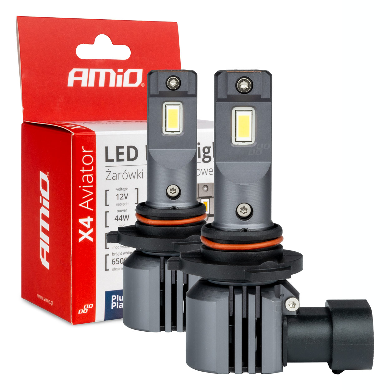 Amio - ΛΑΜΠΕΣ LED HB3 12V 44W 6.500K 3.936lm LED X4 SERIES AVIATOR PLUG & PLAY - 2 ΤΕΜ. (03766/AM)