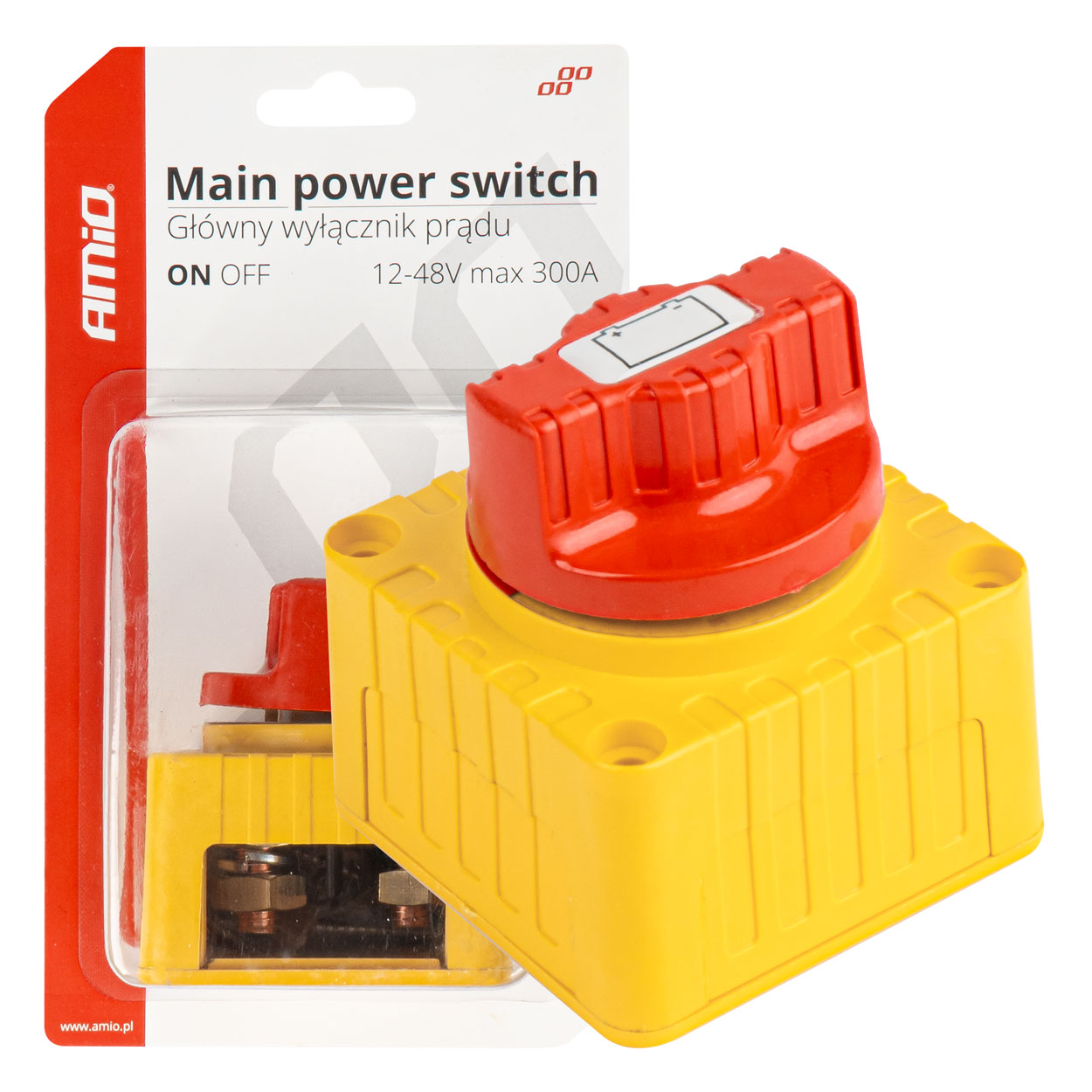 Amio - ΔΙΑΚΟΠΤΗΣ POWER-OFF ΜΠΑΤΑΡΙΑΣ ΣΕ ΒΑΣΗ 12-48V 300A ΜΑΥΡΟ/ΧΡΥΣΟ - 1 Τεμ. (03839/AM)