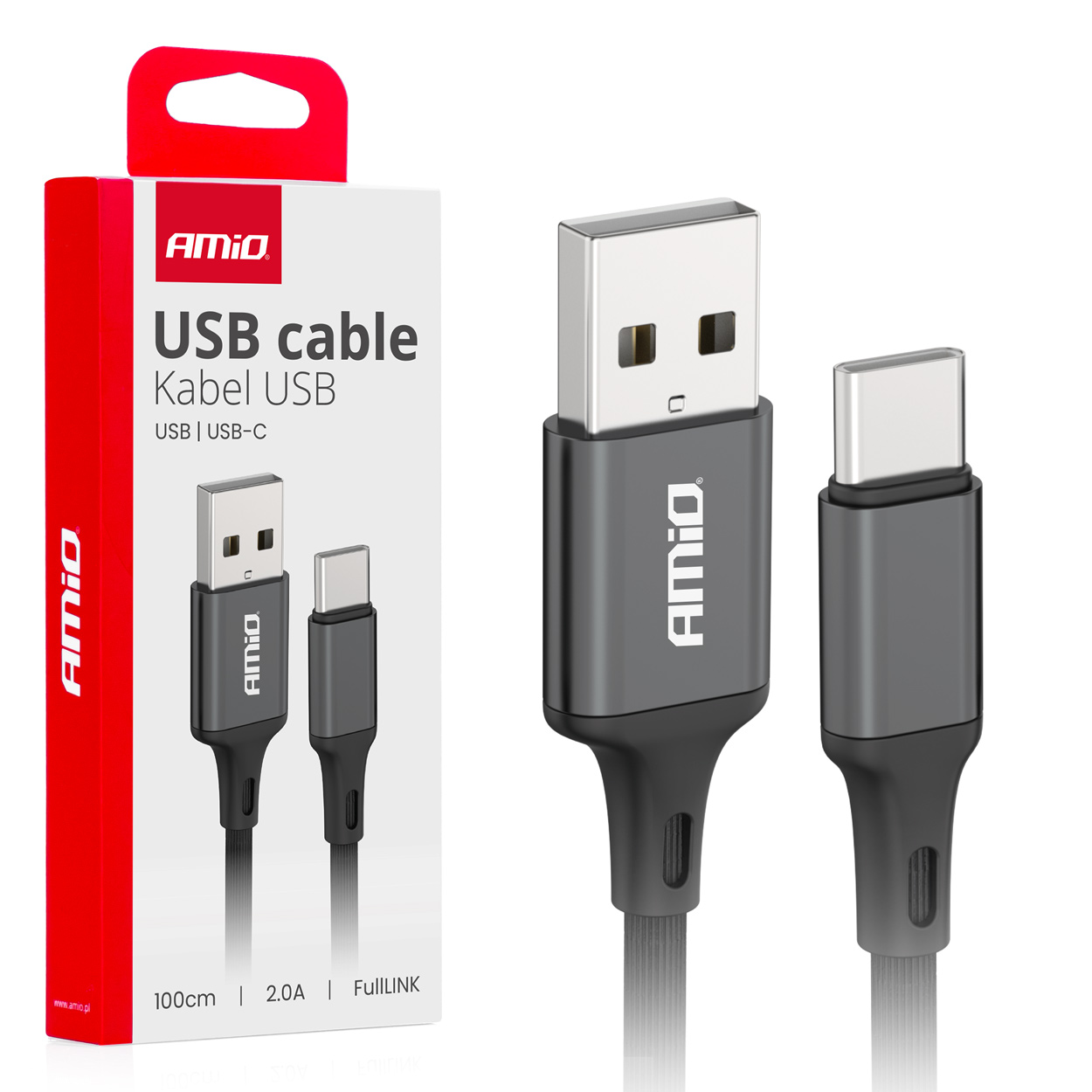 Amio - ΚΑΛΩΔΙΟ ΦΟΡΤΙΣΗΣ ΚΑΙ ΜΕΤΑΦΟΡΑΣ ΔΕΔΟΜΕΝΩΝ ΑΠΟ USB TYPE A ΣΕ USB TYPE-C 100cm 2A ΜΑΥΡΟ - 1 ΤΕΜ. (03899/AM)