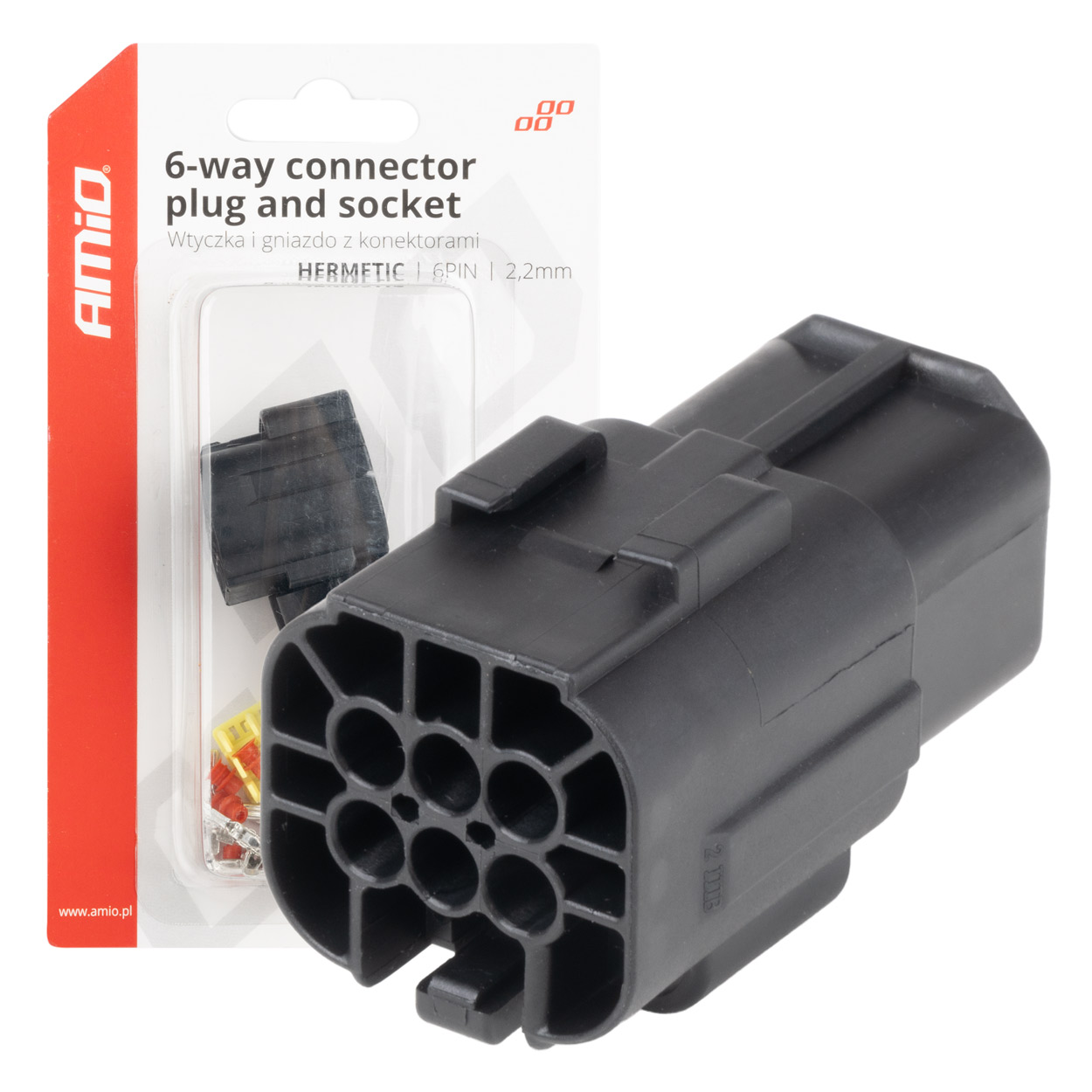 Amio - ΦΙΣΑ ΣΥΝΔΕΣΗΣ ΜΕ ΥΠΟΔΟΧΗ 6 PIN Φ2,2mm ΑΔΙΑΒΡΟΧΗ - 1 τεμ. (04349/AM)