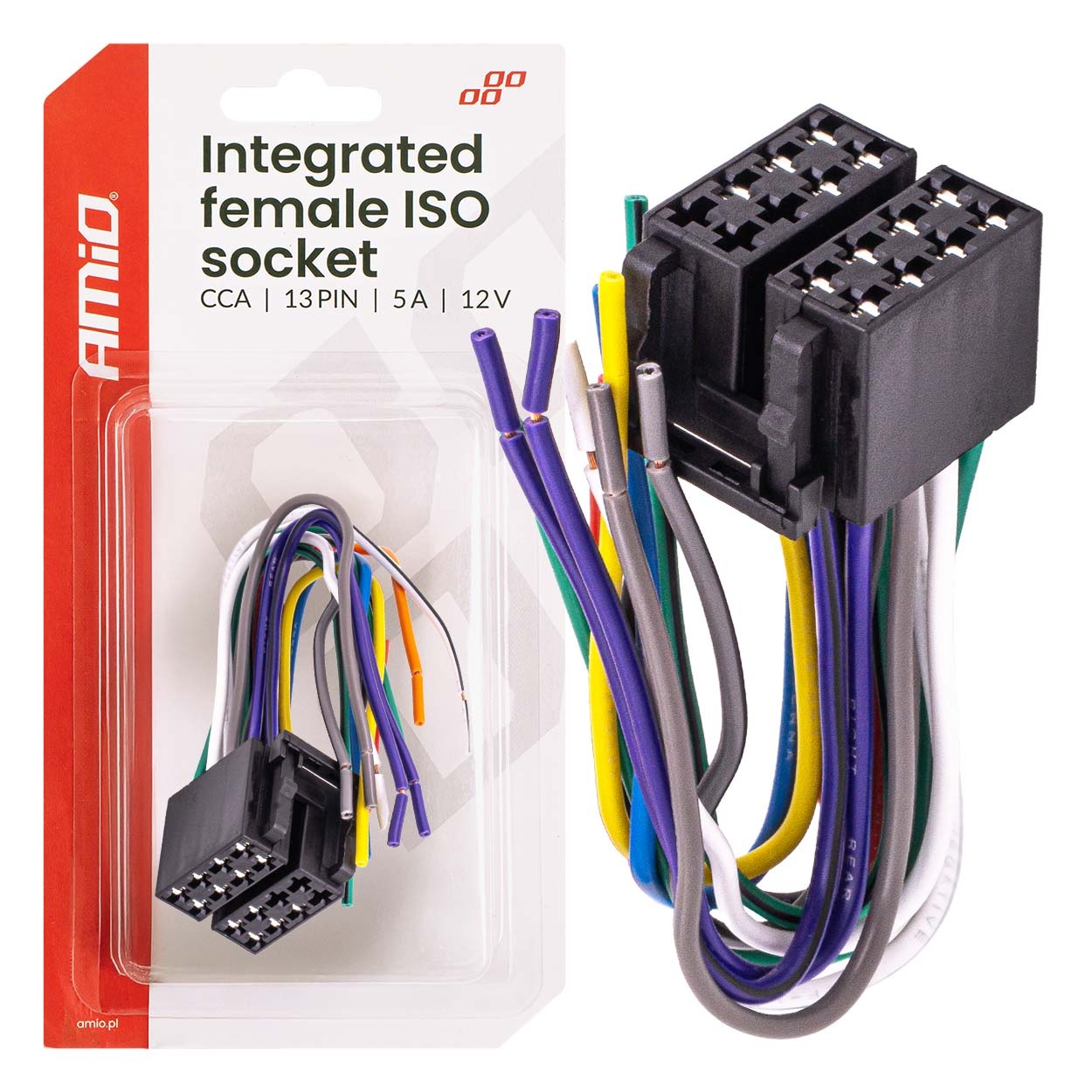 Amio - Φίσσα ISO 13 Pin Θηλυκή 12V έως 5A – CCA, Για Ηλεκτρικές Εγκαταστάσεις Οχημάτων - 1 τεμ. (04441/AM)