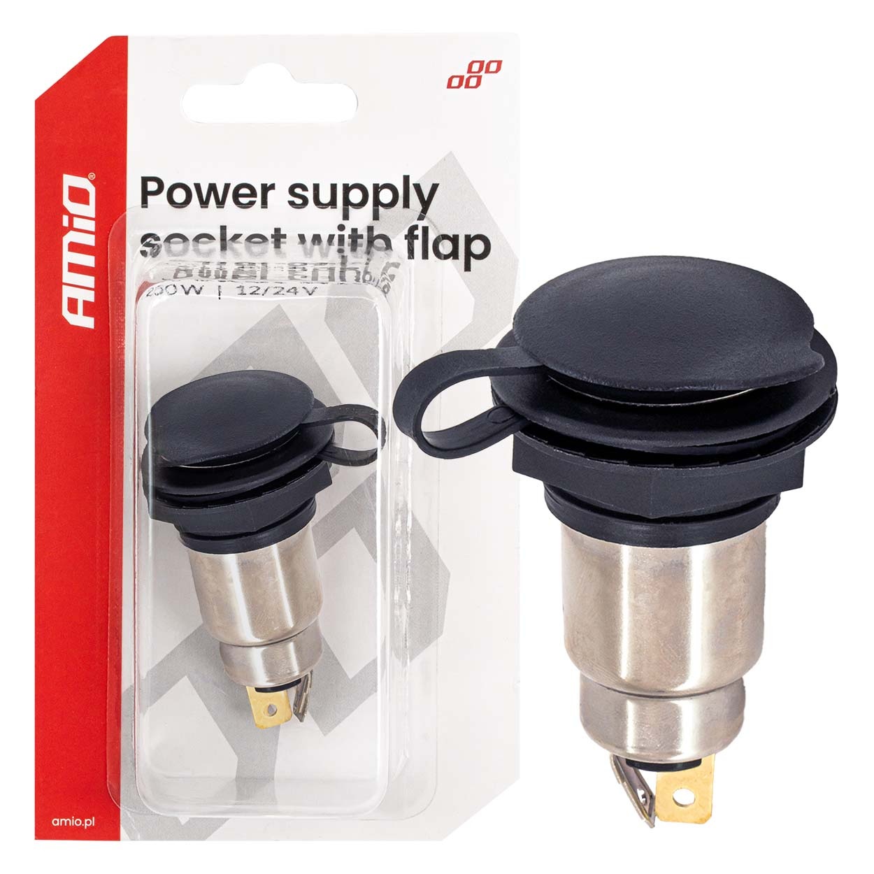 Amio - Πρίζα Τροφοδοσίας με Καπάκι 12V / 24V – 250W - 1 τεμ. (04462/AM)