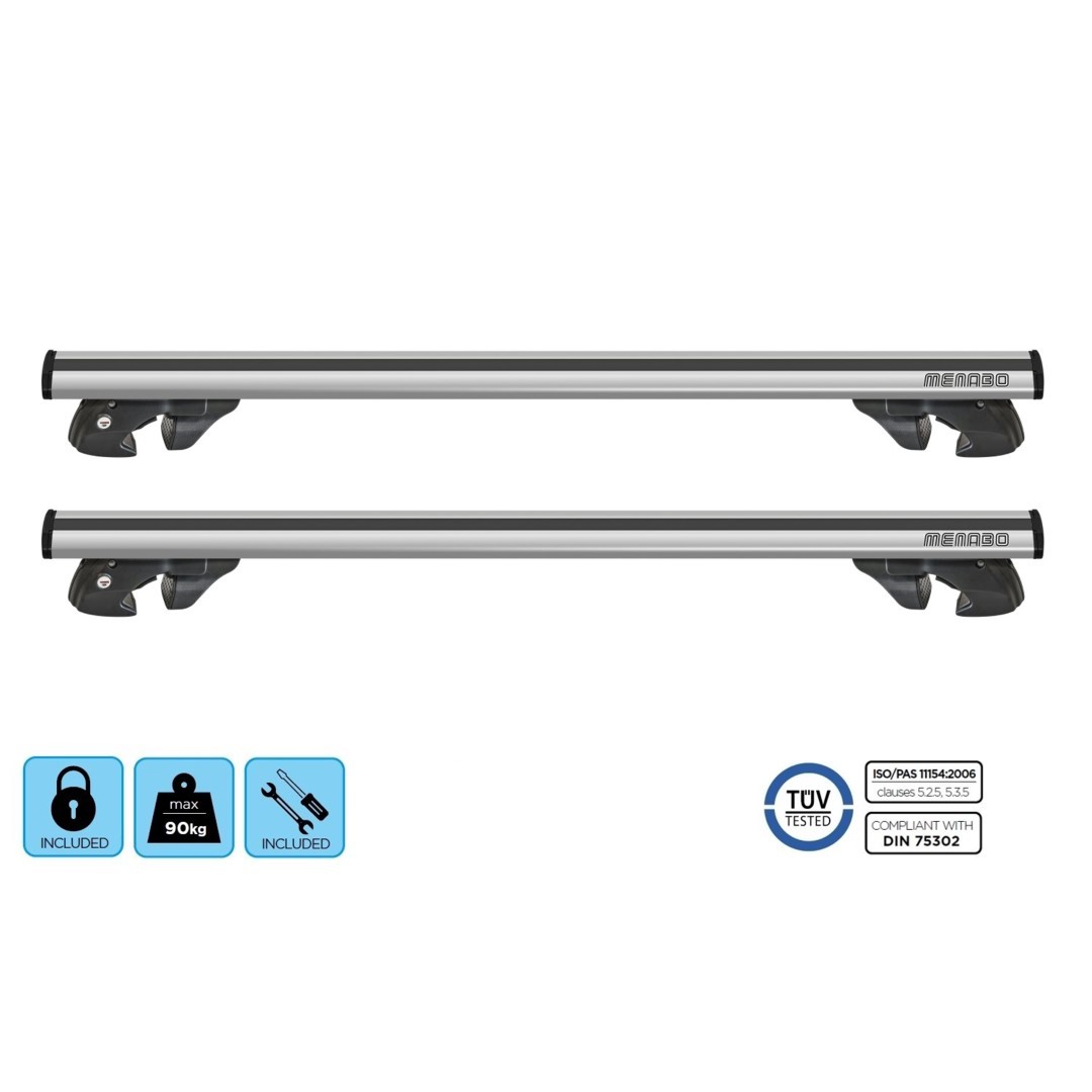 ΜΠΑΡΕΣ ΟΡΟΦΗΣ ΑΛΟΥΜΙΝΙΟΥ JACKSON XL SILVER 135 cm ΣΕ ΑΣΗΜΙ ΧΡΩΜΑ ΓΙΑ ΟΡΟΦΗ ΜΕ RAISED RAILS MENABO - 2 ΤΕΜ