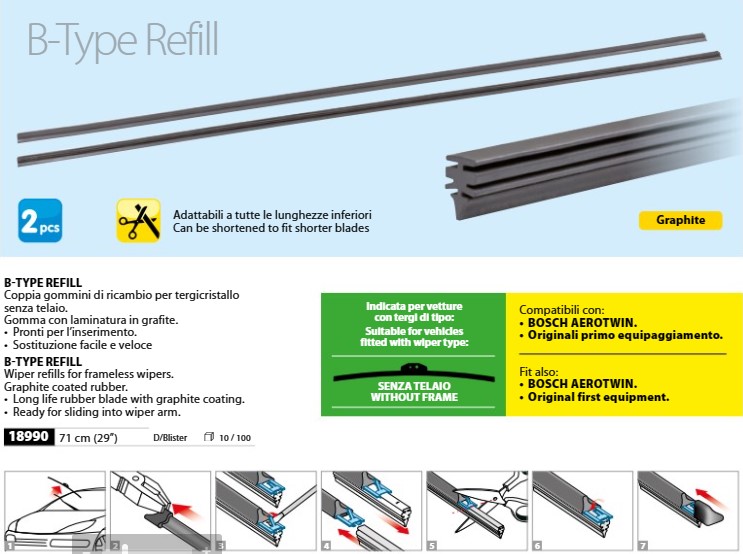 ΛΑΣΤΙΧΑ ΥΑΛΟΚΑΘΑΡΙΣΤΗΡΩΝ BOSCH AEROTWIN REFILL ΓΡΑΦΙΤΗΣ 71cm (28 INCH) 2ΤΕΜ. ΚΑΤΑΛΛΗΛΑ ΓΙΑ FLAT ΝΕΟΥ ΤΥΠΟΥ ΥΑΛΟΚΑΘΑΡΙΣΤΗΡΕΣ