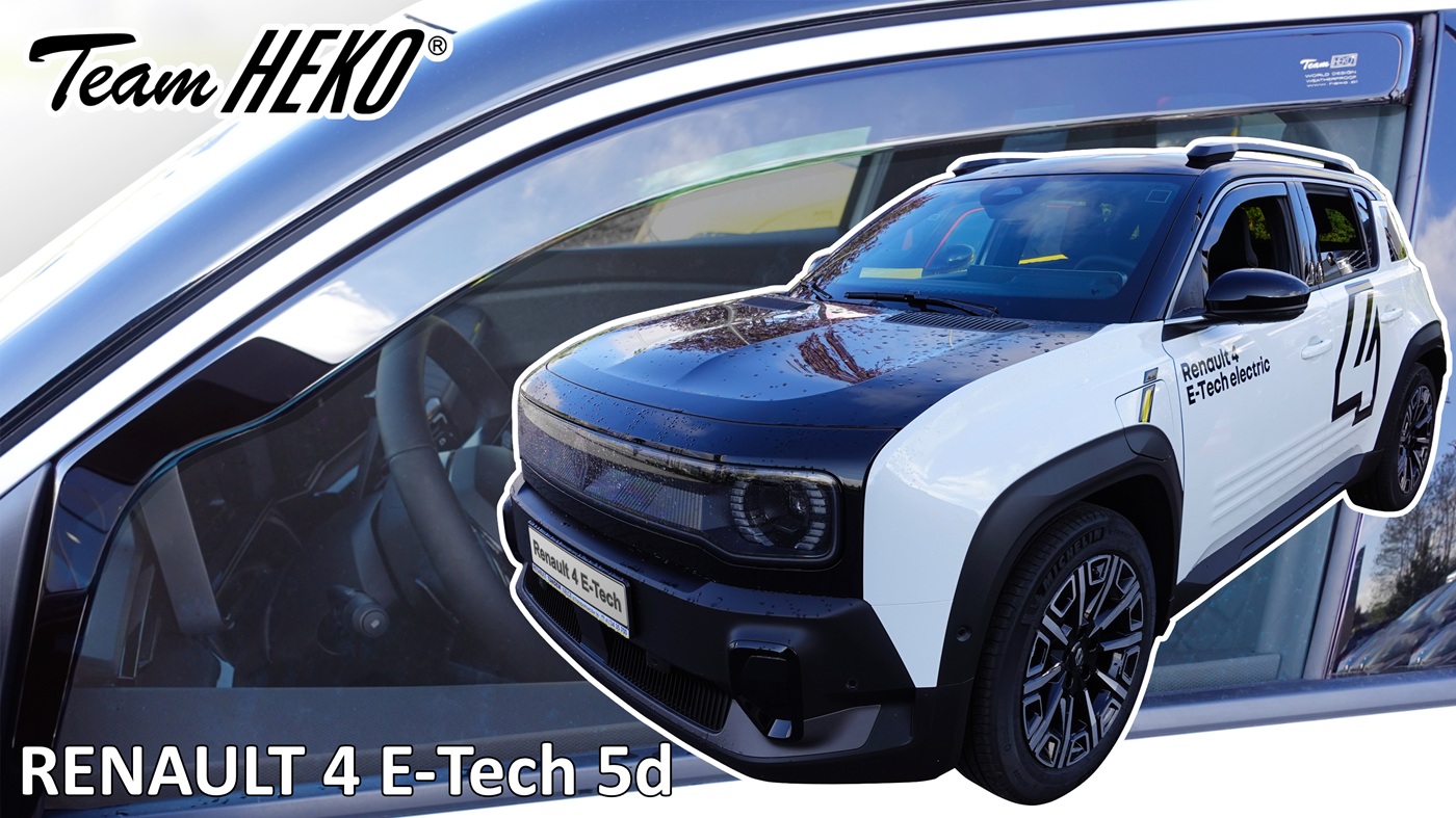 Heko - Ανεμοθράυστες για Renault 4 E-Tech Electric 5 Doors 2025+ Ζευγάρι Απο Εύκαμπτο Φιμέ Πλαστικό - 2 τεμ. (ΑΝΕΜ.27037)