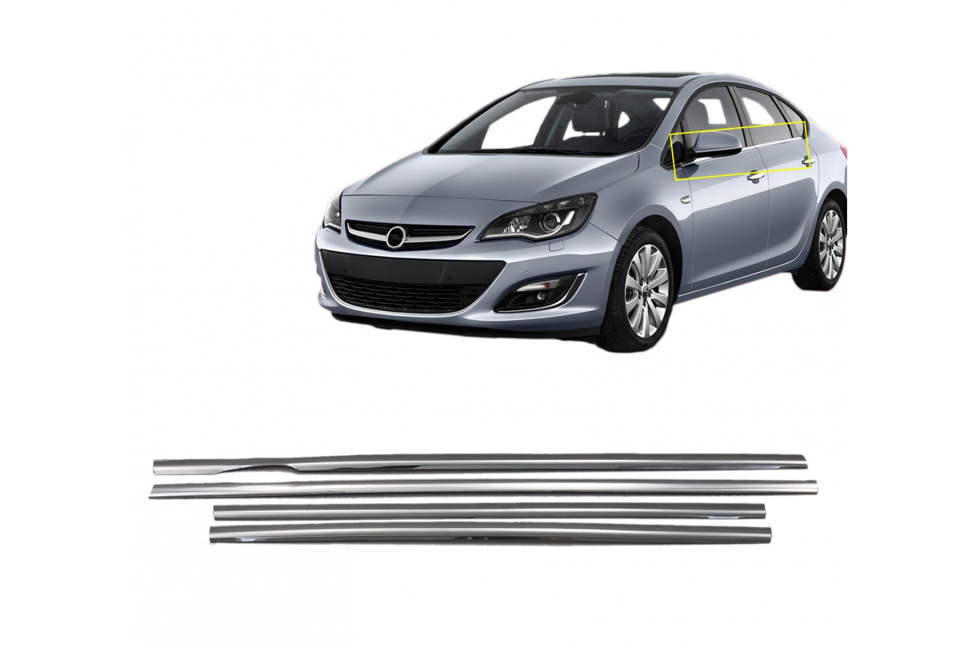 TRIM  ΠΑΡΑΘΥΡΩΝ ΑΥΤΟΚΟΛΛΗΤΑ ΧΡΩΜΙΟΥ 4ΤΕΜ. ΓΙΑ OPEL ASTRA J 4D 2012+