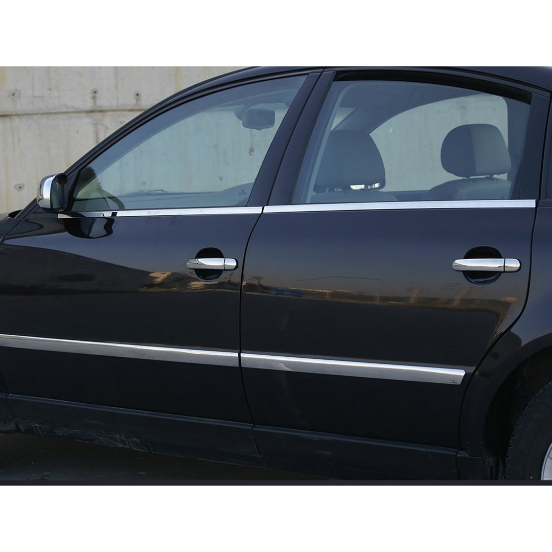 TRIM ΠΑΡΑΘΥΡΩΝ ΑΝΟΞΕΙΔΩΤΟ ΑΤΣΑΛΙ ΧΡΩΜΙΟ - 4 ΤΕΜ ΓΙΑ VW PASSAT 3B SD  SW 1998-2005