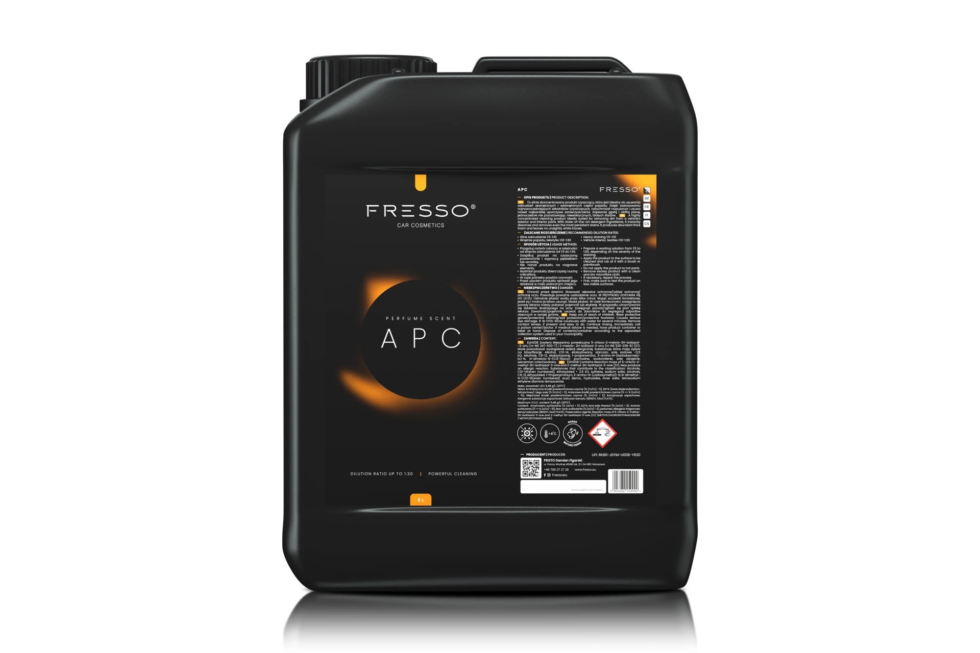 Fresso - Συμπυκνωμένο Καθαριστικό Γενικής Χρήσης APC 5 L για Εσωτερικές και Εξωτερικές Επιφάνειες με Αραίωση έως 1:30 - 1 Τεμ. (159990/FRE)