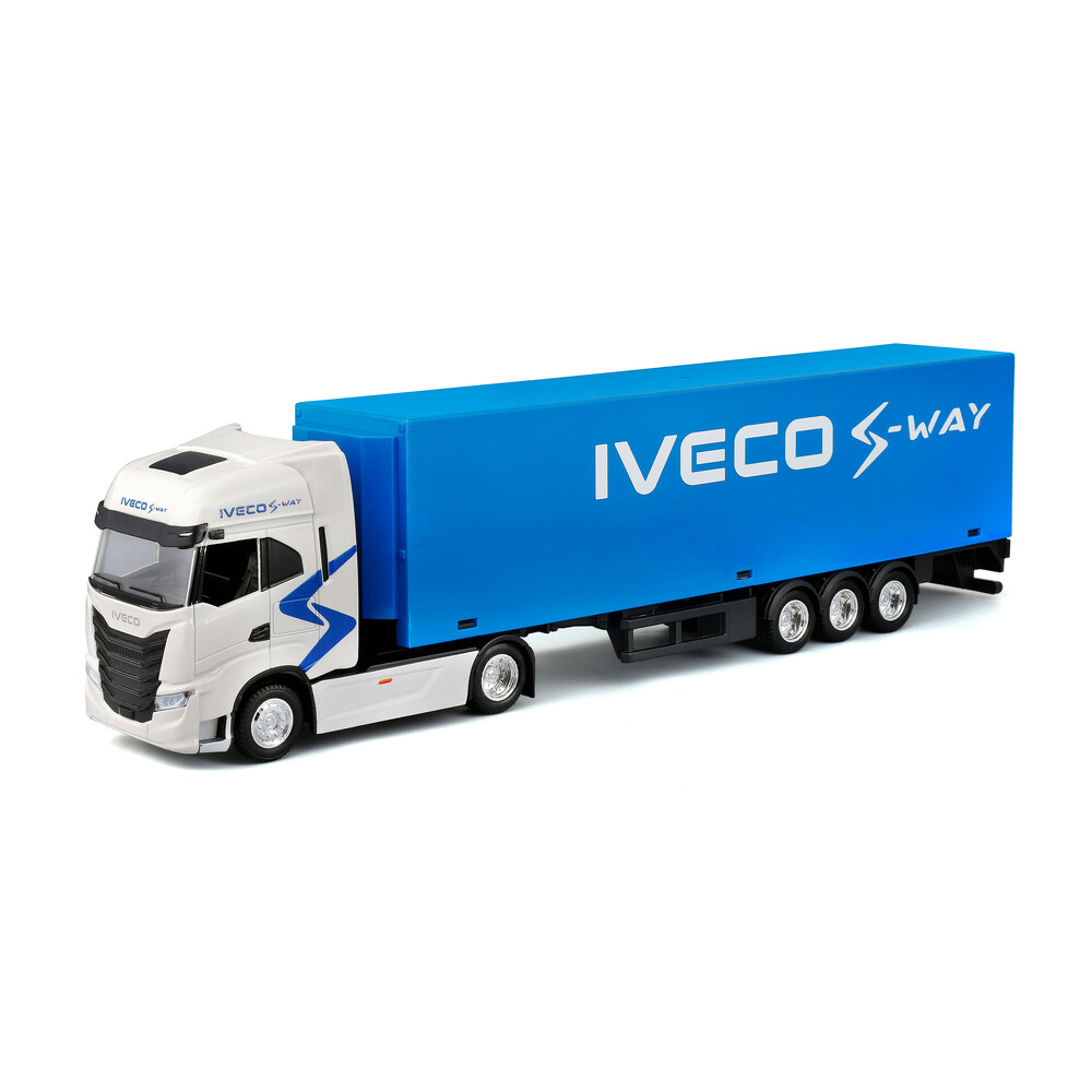 Lampa - Μινιατούρα νταλίκα Iveco S-Way με κοντέινερ 1:43 σε λευκό/μπλε χρώμα Burago - 1 τεμ. (BU31469)