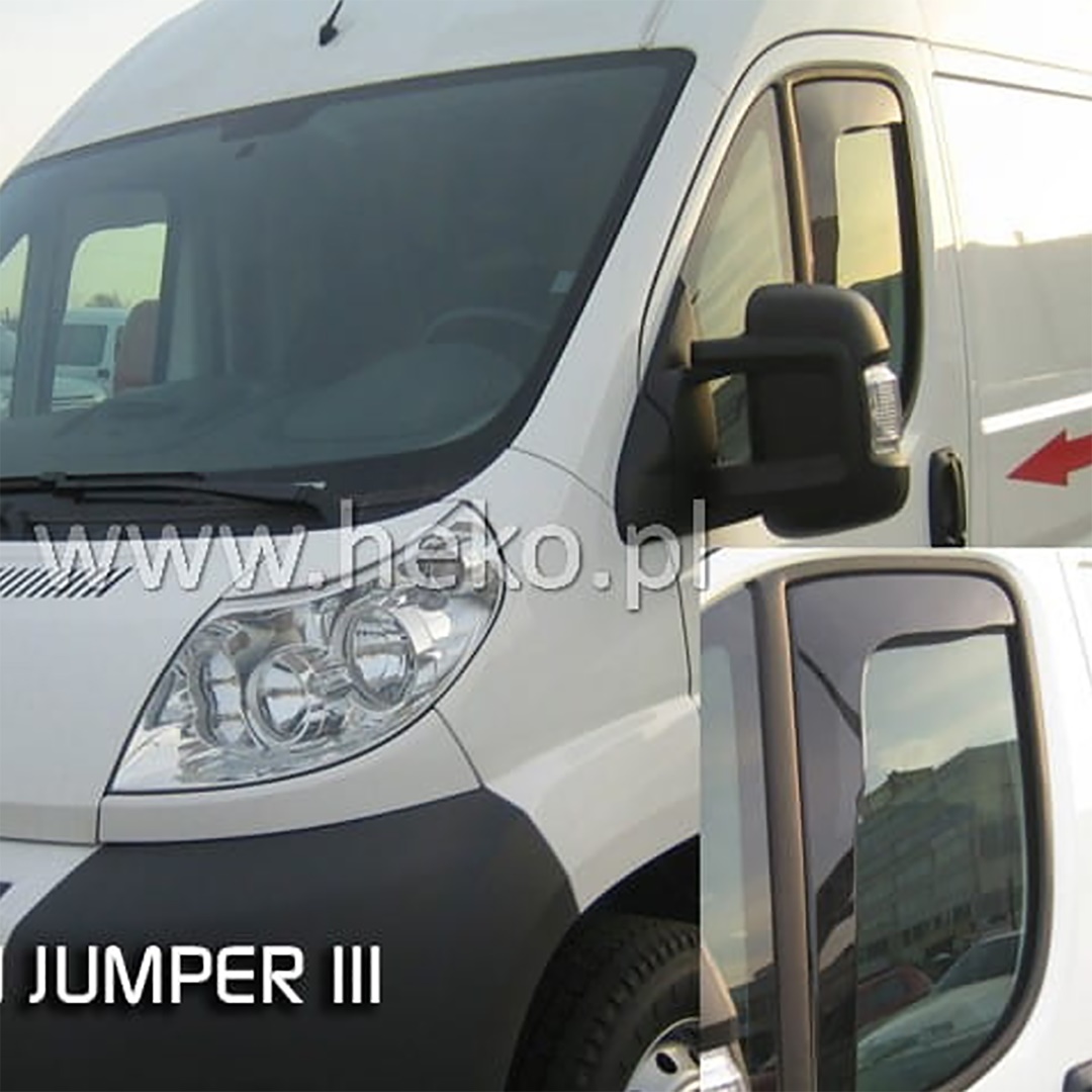 Heko – Ανεμοθραύστες Εμπρός για Fiat Ducato 2006> / Citroen Jumper III 2006> / Peugeot Boxer II/III 2006> / Opel Movano C 2021> / Toyota ProAce MAX 2024> για βελτιωμένη ροή αέρα και άνεση με εύκαμπτο φιμέ πλαστικό – 1 Σετ (ΑΝΕΜ.15147/VAN)
