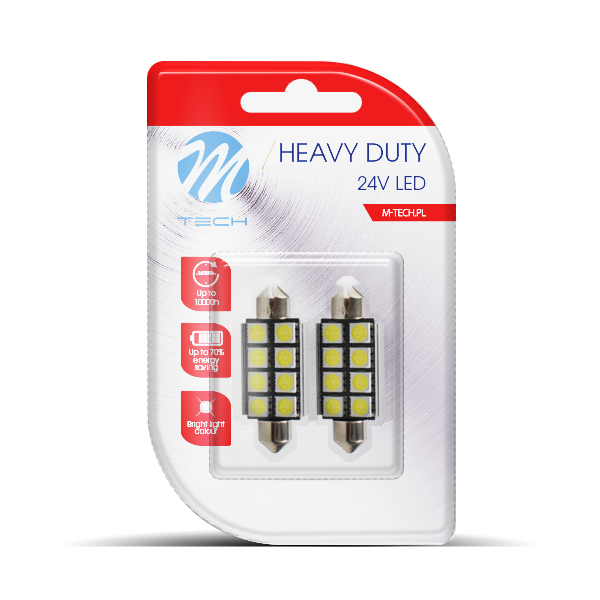 ΛΑΜΠΑΚΙΑ ΠΛΑΦΟΝΙΕΡΑΣ C5W 24V 024W SV85 41mm LED CAN-BUS 8xSMD505 ΛΕΥΚΟ BLISTER 2ΤΕΜ M-TECH