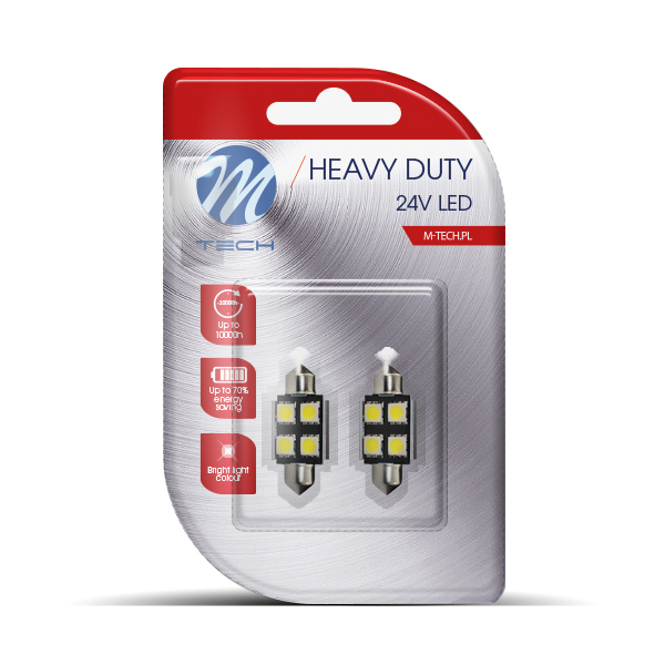 ΛΑΜΠΑΚΙΑ ΠΛΑΦΟΝΙΕΡΑΣ C5W 24V 024W SV85 36mm CAN-BUS 4xSMD5050 PREMIUM ΛΕΥΚΟ BLISTER 2ΤΕΜ M-TECH