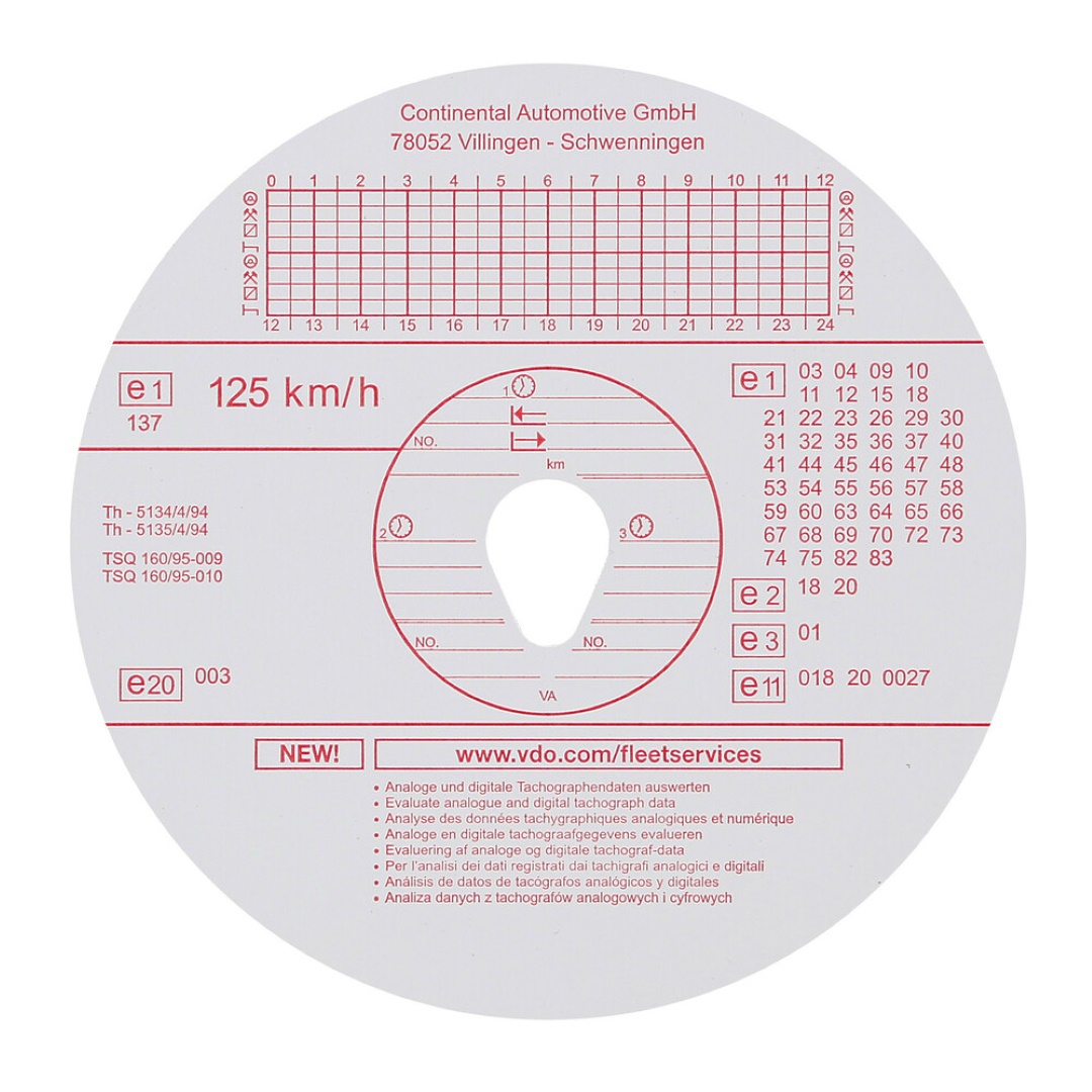 ΤΑΧΟΓΡΑΦΟΙ KIENZLE VDO 125kmh 100ΤΕΜ