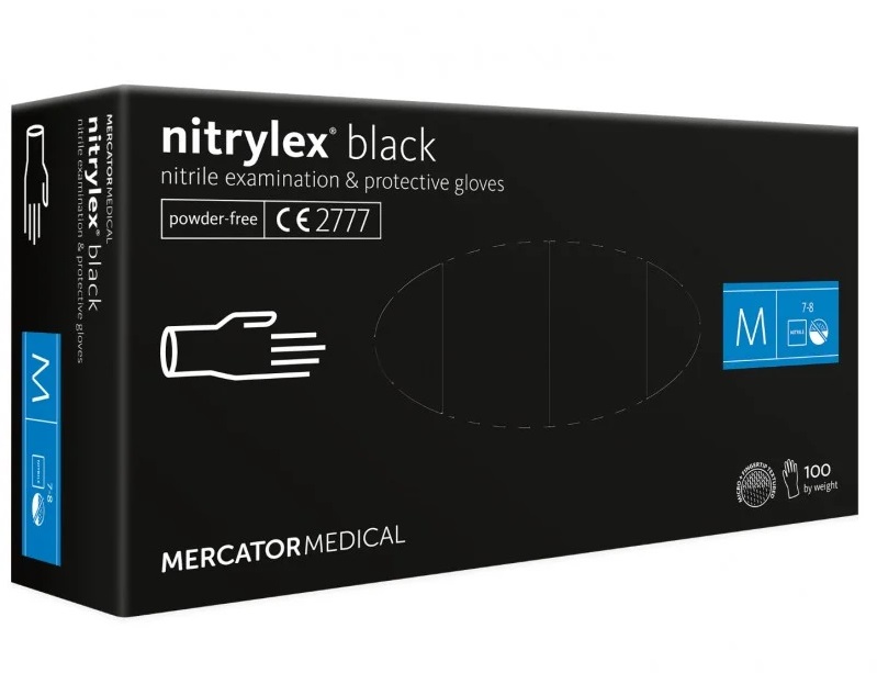 Amio - ΓΑΝΤΙΑ ΝΙΤΡΙΛΙΟΥ MERCATOR NITRYLEX BASIC ΣΕ ΜΑΥΡΟ ΧΡΩΜΑ MEDIUM (M) - 100 Τεμ. (MER13329/AM)