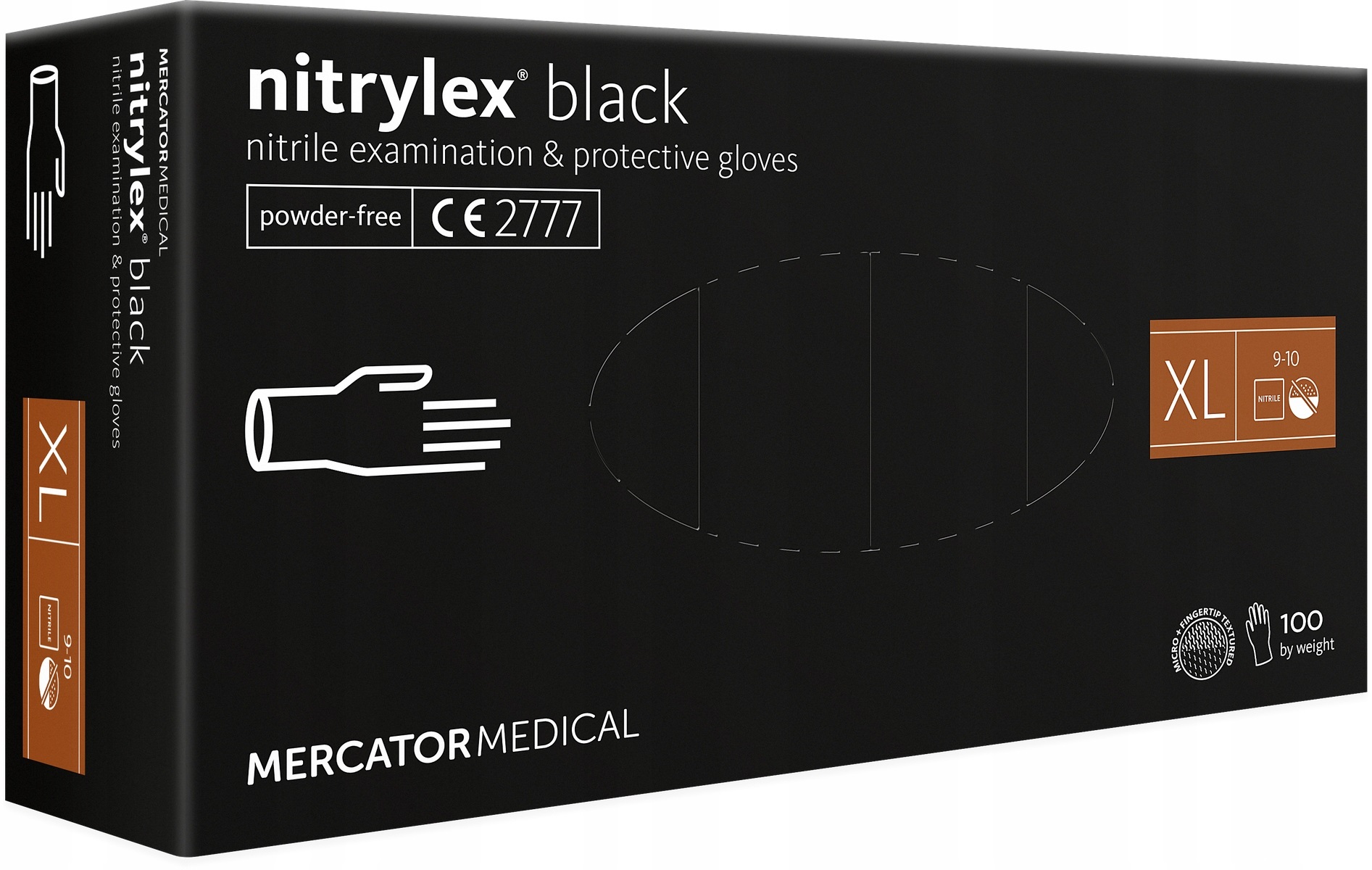Amio - ΓΑΝΤΙΑ ΝΙΤΡΙΛΙΟΥ MERCATOR NITRYLEX BASIC ΣΕ ΜΑΥΡΟ ΧΡΩΜΑ ΧLARGE (ΧL) - 100 Τεμ. (MER13529/AM)