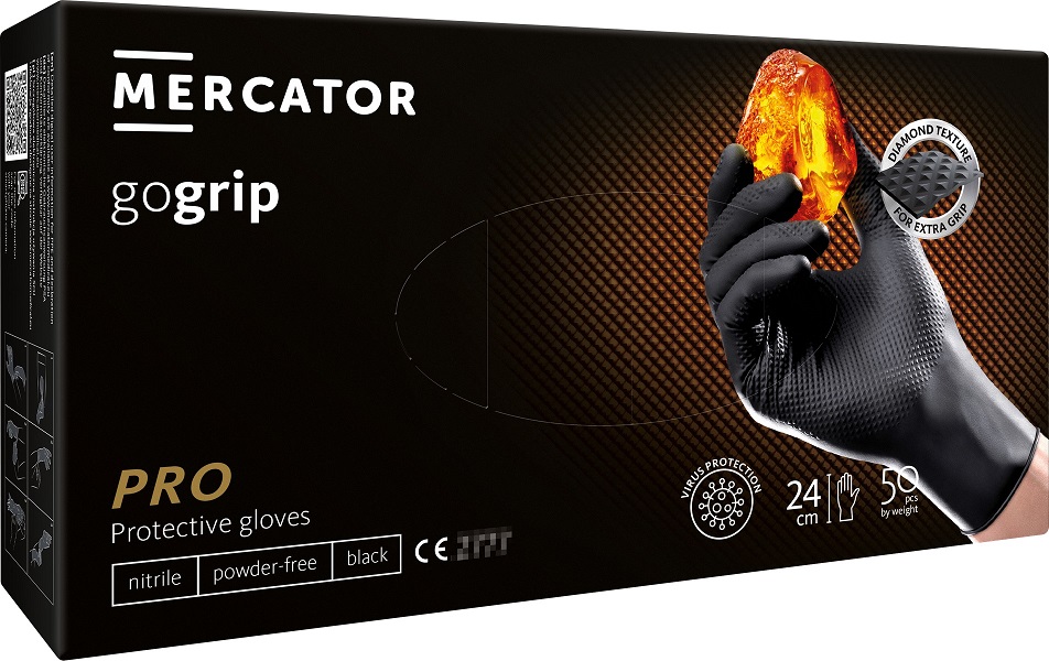 Amio - ΓΑΝΤΙΑ ΝΙΤΡΙΛΙΟΥ MERCATOR GOGRIP ΣΕ ΜΑΥΡΟ ΧΡΩΜΑ X-LARGE (XL) - 50 ΤΕΜ. (MER20312/AM)