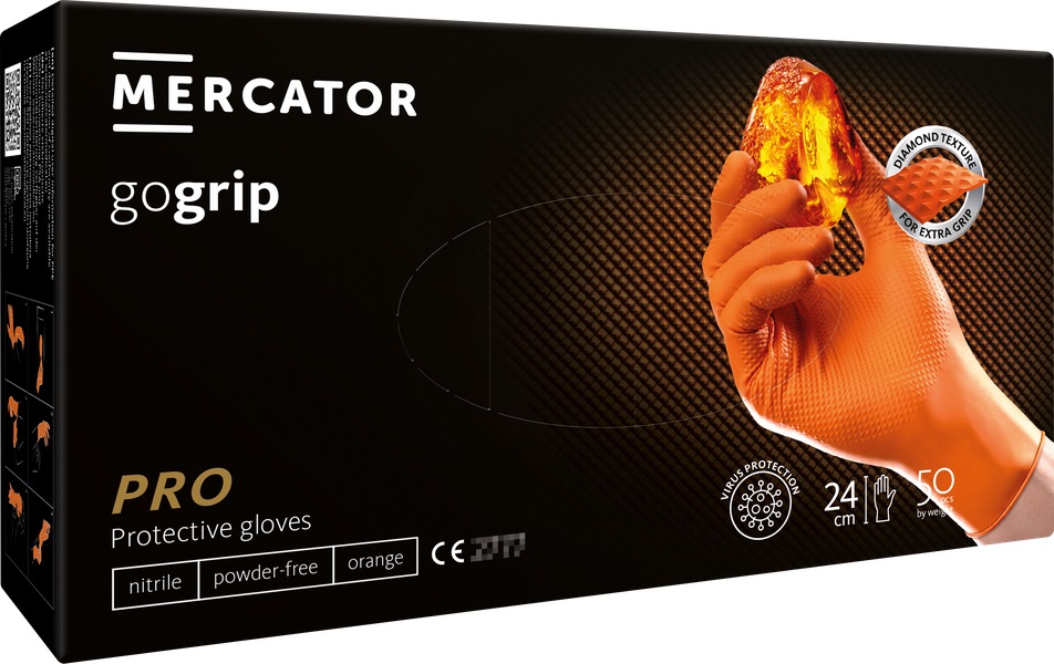 Amio - ΓΑΝΤΙΑ ΝΙΤΡΙΛΙΟΥ MERCATOR GOGRIP ΣΕ ΠΟΡΤΟΚΑΛΙ ΧΡΩΜΑ MEDIUM (M) - 50 ΤΕΜ. (MER20335/AM)