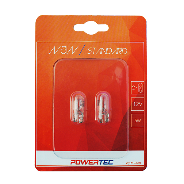 T10 W5W 12V W21x95d ΚΑΡΦΩΤΟ ΑΚΑΛΥΚΟ POWERTEC STANDARD ΑΛΟΓΟΝΟΥ 2ΤΕΜ M-TECH