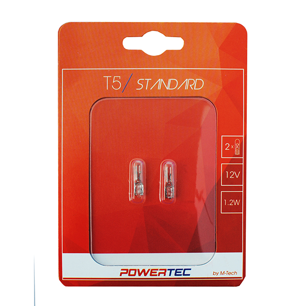 T5 12V 12W W2x46d ΚΑΡΦΩΤΟ ΑΚΑΛΥΚΟ  POWERTEC STANDARD ΑΛΟΓΟΝΟΥ 2ΤΕΜ