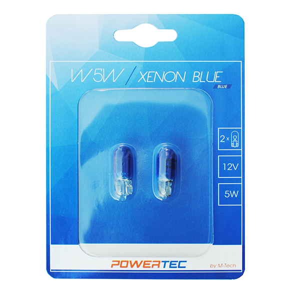 W5W 12V 5W W21x95d ΚΑΡΦΩΤΟ ΑΚΑΛΥΚΟ  POWERTEC XENON BLUE 2ΤΕΜ